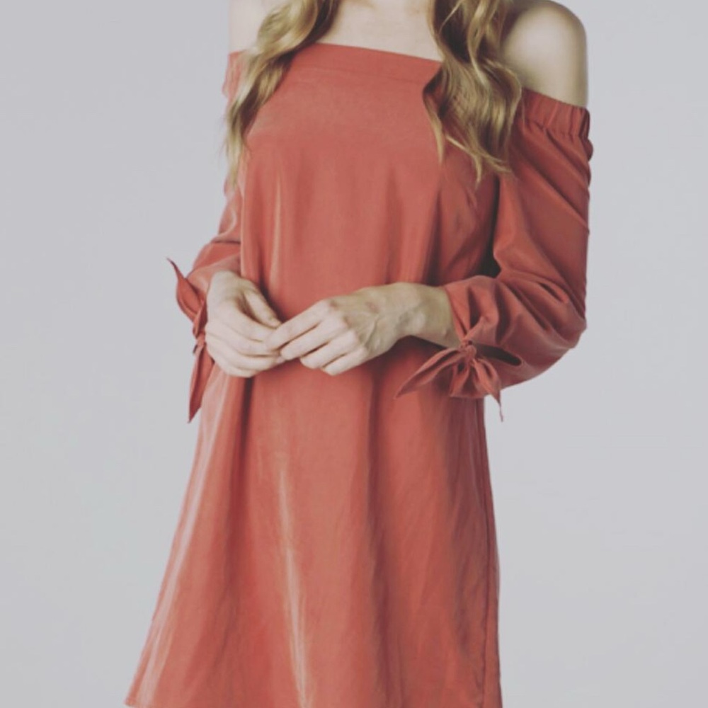 Elegant Off-Shoulder Coral Dress
